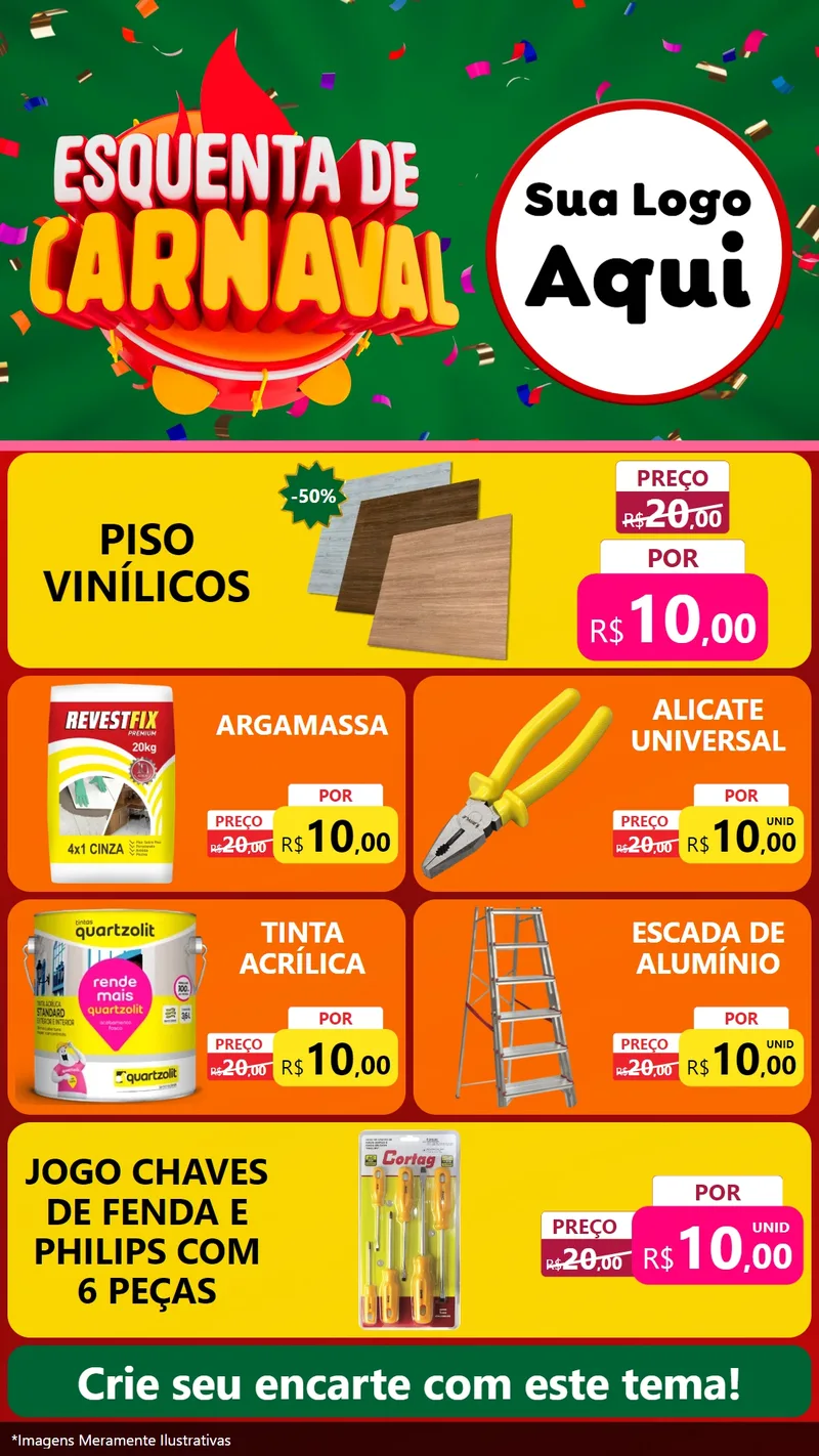 Modelo de TV para TV Vertical com o tema Esquenta de Carnaval para Material para Construção