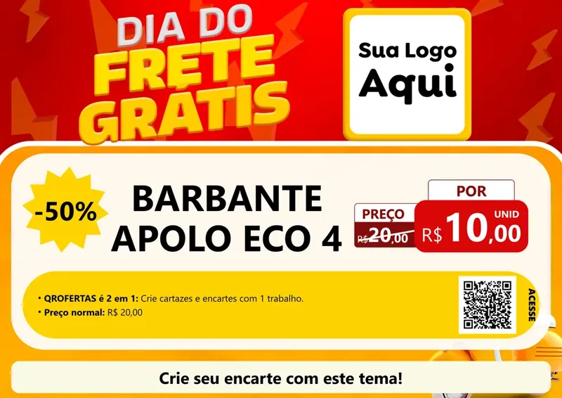 Modelo de Cartaz para Cartaz A4 Horizontal com o tema Dia do Frete Grátis para Armarinho e Aviamentos