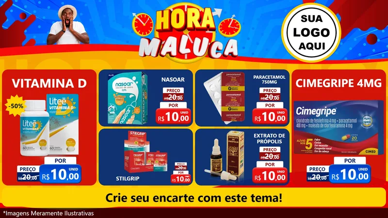 Modelo de TV para TV Horizontal com o tema Hora Maluca para Farmácia