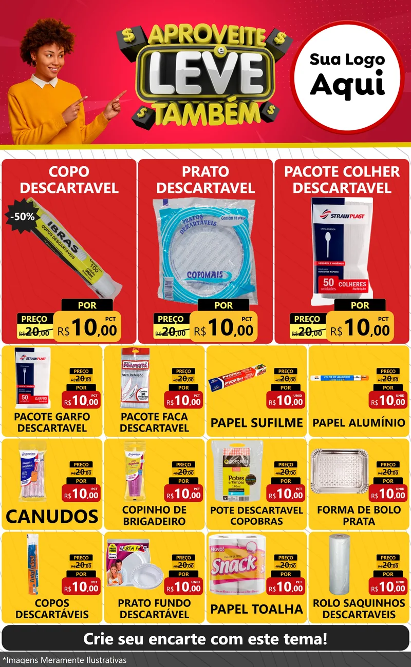 Modelo de Encarte para Encarte Grande com o tema Aproveite e Leve Também para Embalagens