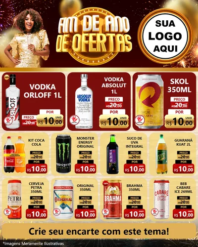 Modelo de Rede Social para Feed Instagram com o tema Fim de Ano de Ofertas para Distribuidora de bebidas