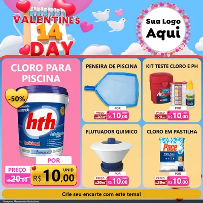 Modelo de Rede Social para Feed Facebook com o tema Valentine's Day para Produtos para Piscina