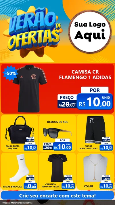 Modelo de Rede Social para Stories com o tema Verão de Ofertas para Roupas e acessórios