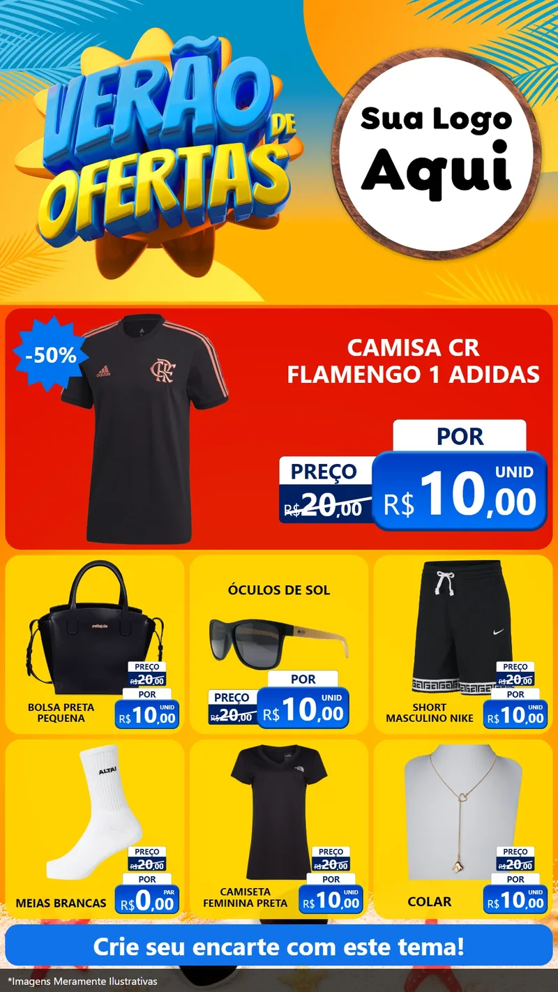 Modelo de Rede Social para Stories com o tema Verão de Ofertas para Roupas e acessórios