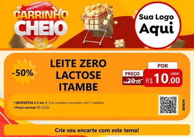 Modelo de Cartaz para Cartaz A4 Horizontal com o tema Promoção carrinho cheio para Frios e Laticínios