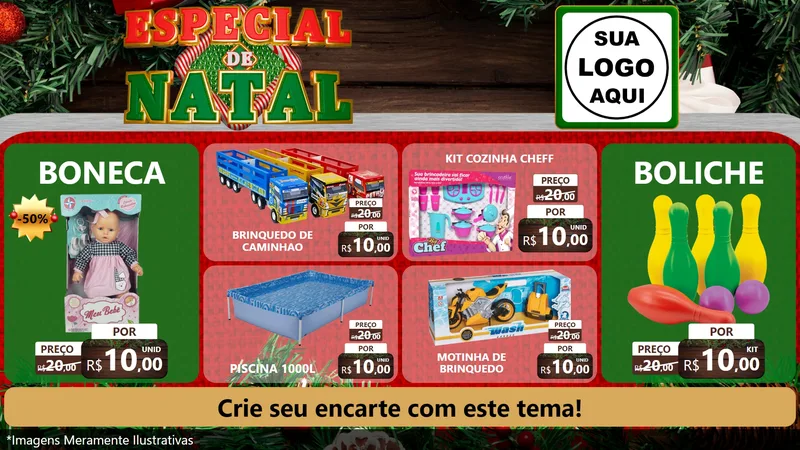 Modelo de TV para TV Horizontal com o tema Especial de Natal para Brinquedos