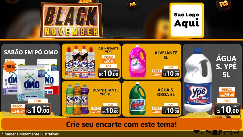 Modelo de TV para TV Horizontal com o tema Black November para Produtos de Limpeza