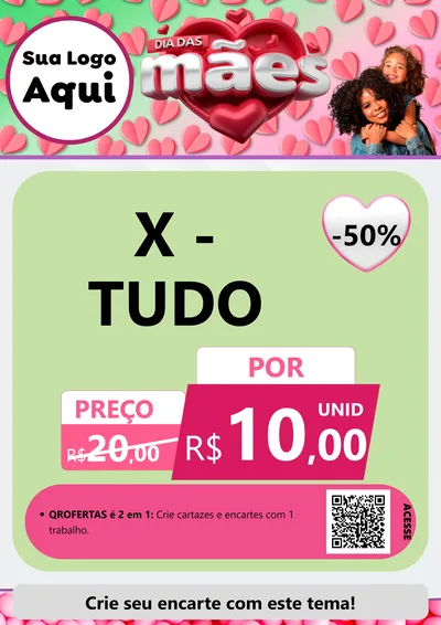 Modelo de Cartaz para Cartaz A4 Vertical com o tema Dia das Mães para Hamburgueria