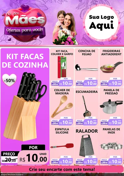 Modelo de Encarte para Encarte A4 Vertical com o tema Dia das Mães Ofertas para Você! para Utilidades Domésticas