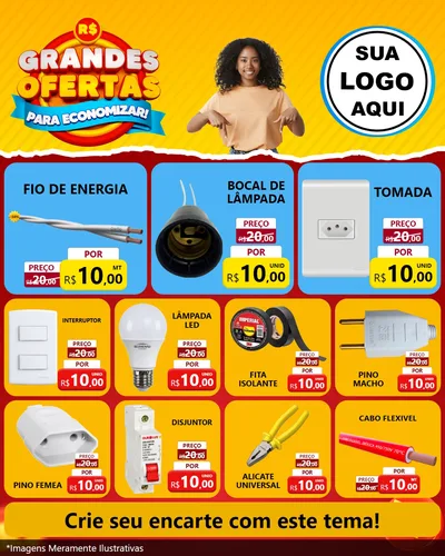 Modelo de Rede Social para Feed Instagram com o tema Grandes Ofertas Para Economizar! para Materiais Elétricos