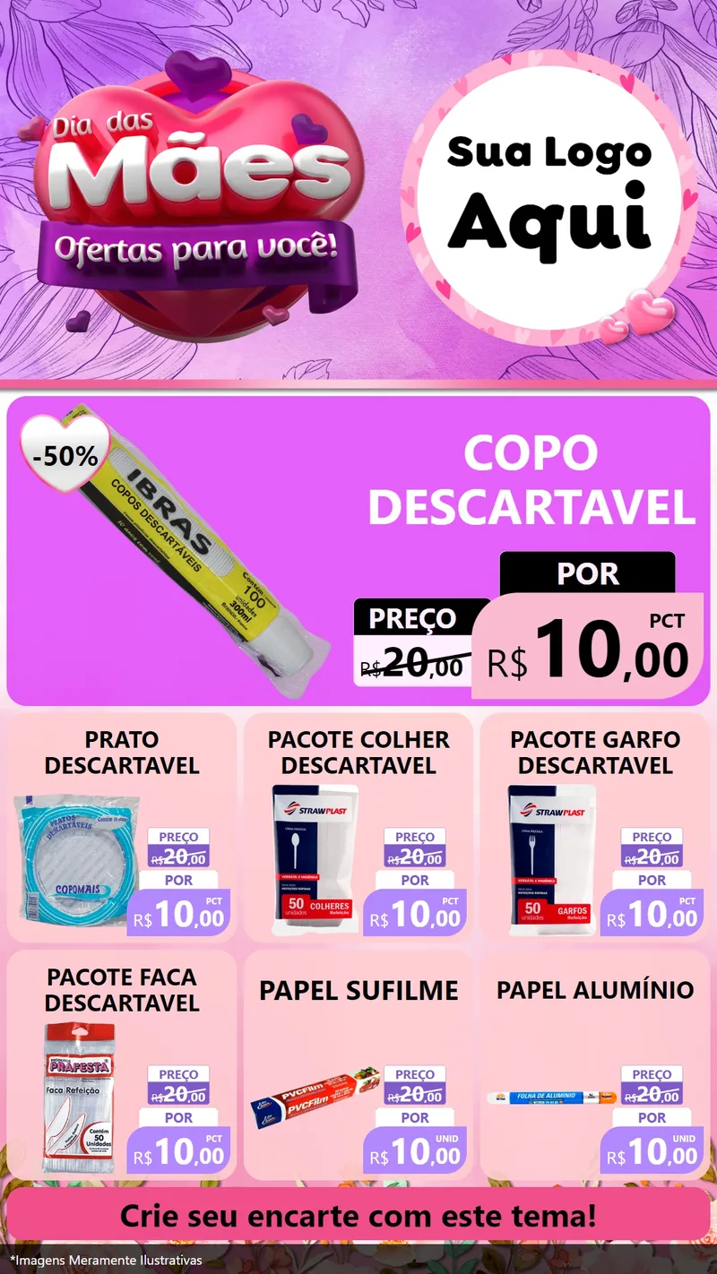 Modelo de Rede Social para Stories com o tema Dia das Mães Ofertas para Você! para Embalagens