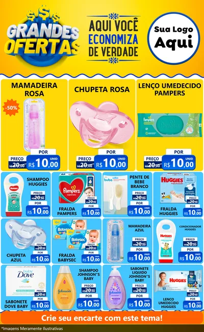 Modelo de Encarte para Encarte Grande com o tema Grandes Ofertas para Bebês