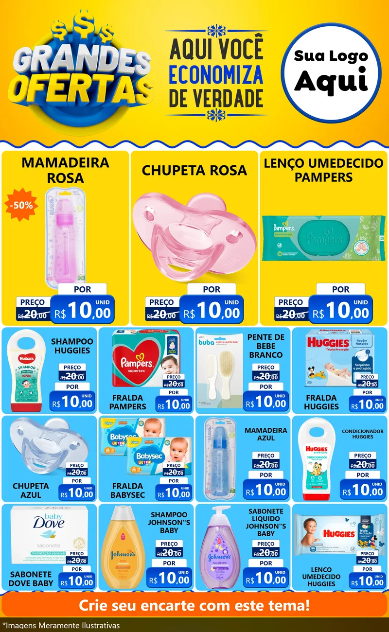 Modelo de Encarte para Encarte Grande com o tema Grandes Ofertas para Bebês