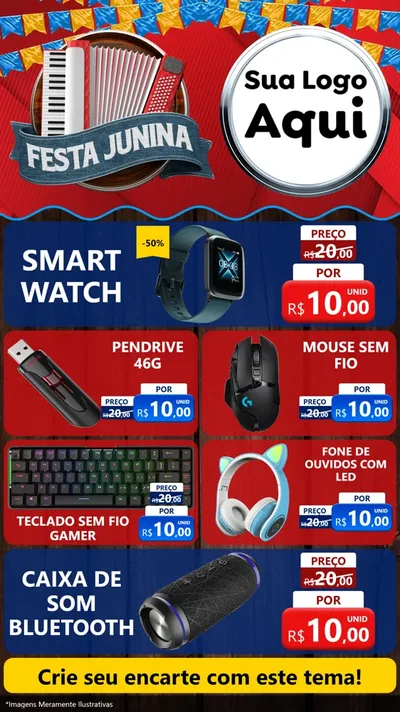 Modelo de TV para TV Vertical com o tema Festa Junina para Informática