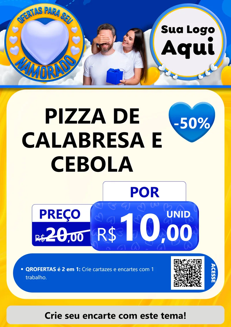Modelo de Cartaz para Cartaz A4 Vertical com o tema Ofertas Para Seu Namorado para Pizzaria