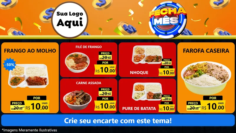 Modelo de TV para TV Horizontal com o tema Fecha Mês para Restaurante