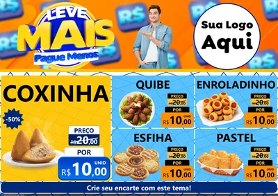 Modelo de Encarte para Encarte A4 Horizontal com o tema Leve Mais, Pague Menos para Salgadaria