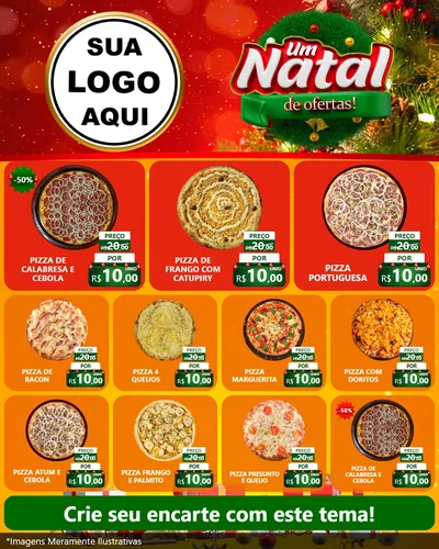 Modelo de Rede Social para Feed Instagram com o tema Um Natal de Ofertas para Pizzaria