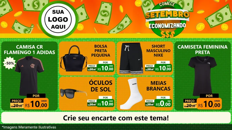 Modelo de TV para TV Horizontal com o tema Comece Setembro Economizando para Roupas e acessórios