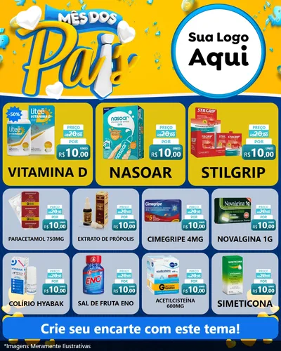 Modelo de Rede Social para Feed Instagram com o tema Mês dos Pais para Farmácia