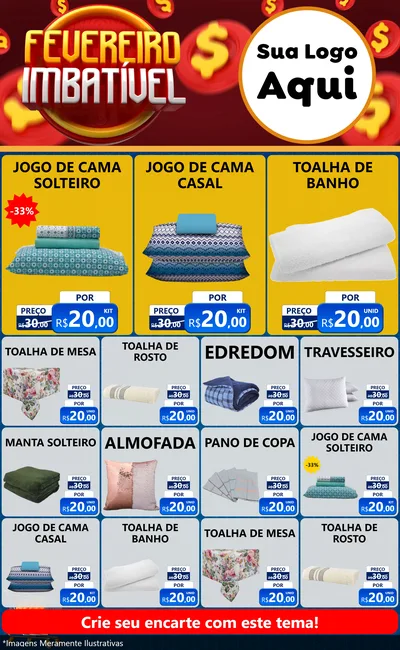 Modelo de Encarte para Encarte Grande com o tema Fevereiro Imbatível para Cama, Mesa e Banho
