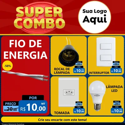 Modelo de Rede Social para Feed Facebook com o tema Super Combo para Materiais Elétricos