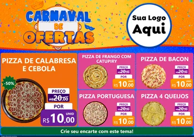 Modelo de Encarte para Encarte A4 Horizontal com o tema Carnaval de Ofertas para Pizzaria