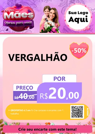 Modelo de Cartaz para Cartaz A4 Vertical com o tema Dia das Mães Ofertas para Você! para Ferragens