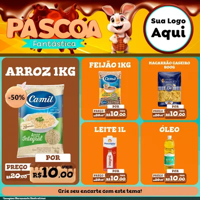 Modelo de Rede Social para Feed Facebook com o tema Páscoa Fantástica para Supermercado
