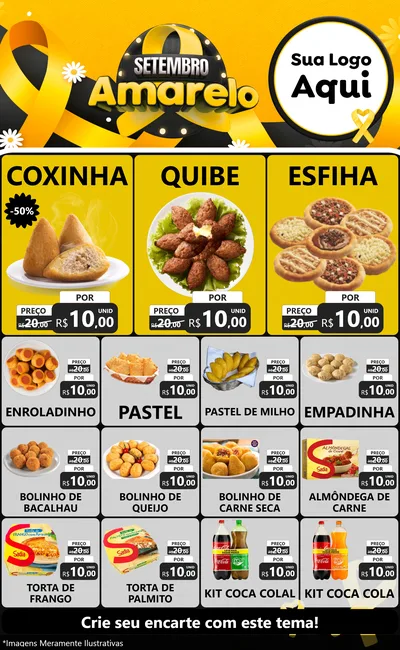 Modelo de Encarte para Encarte Grande com o tema Setembro Amarelo para Salgadaria