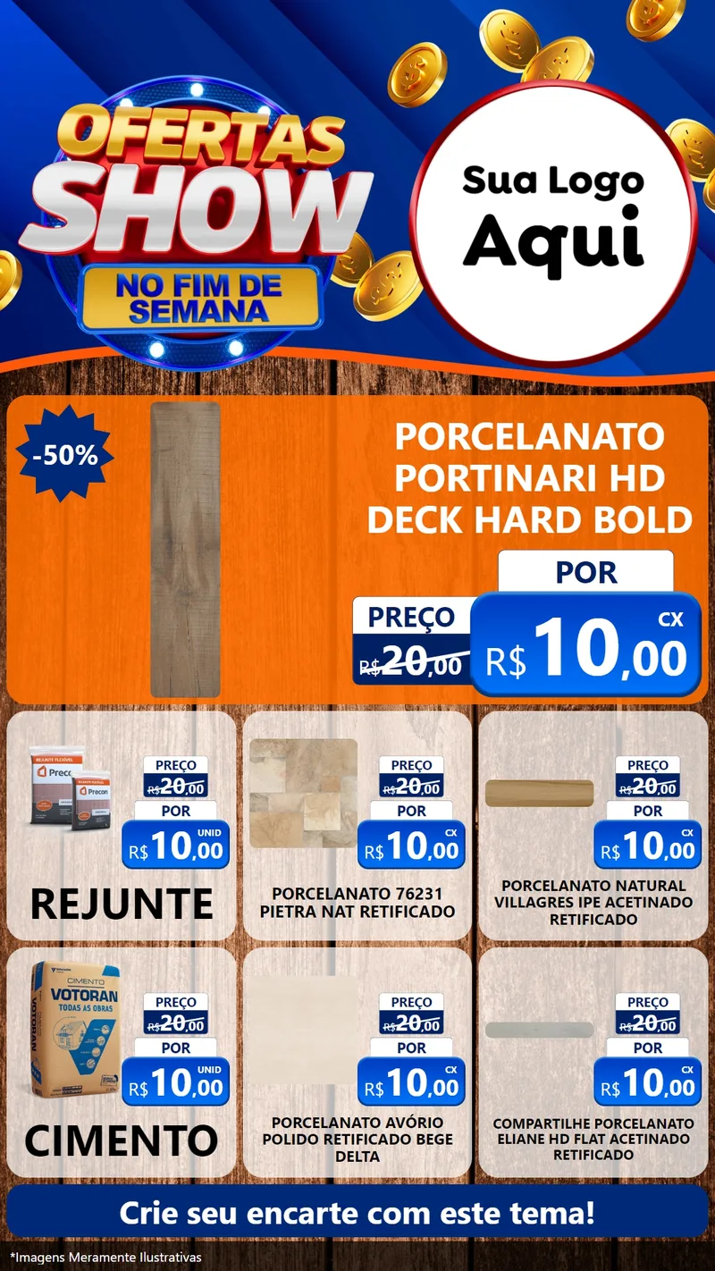 Modelo de Rede Social para Stories com o tema Ofertas Show No Fim De Semana para Pisos e revestimentos