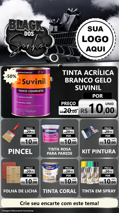 Modelo de Rede Social para Stories com o tema Black dos Sonhos para Tintas e Ferramentas