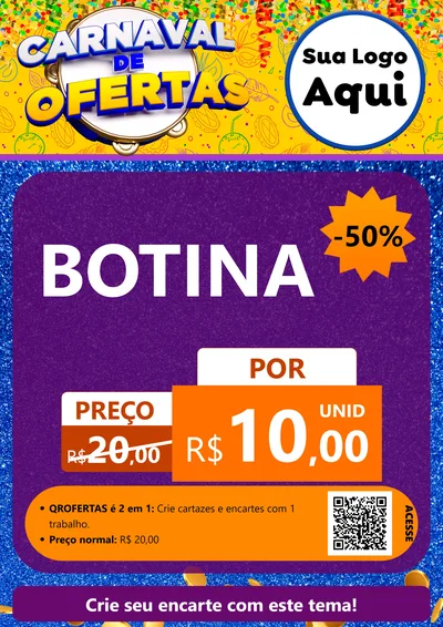 Modelo de Cartaz para Cartaz A4 Vertical com o tema Carnaval de Ofertas para Agropecuária