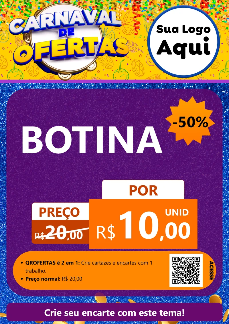 Modelo de Cartaz para Cartaz A4 Vertical com o tema Carnaval de Ofertas para Agropecuária