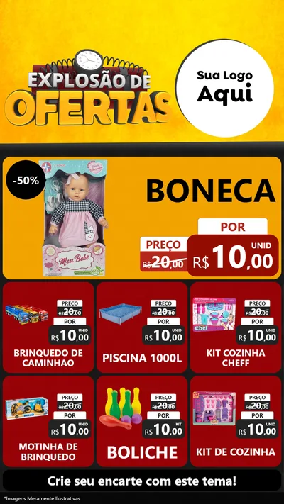 Modelo de Rede Social para Stories com o tema Explosão de Ofertas para Brinquedos
