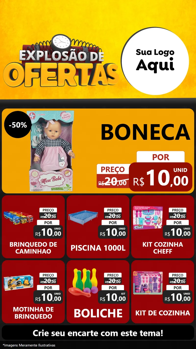Modelo de Rede Social para Stories com o tema Explosão de Ofertas para Brinquedos