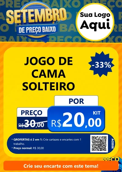 Modelo de Cartaz para Cartaz A4 Vertical com o tema Setembro De Preço Baixo para Cama, Mesa e Banho