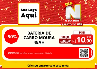 Modelo de Cartaz para Cartaz A4 Horizontal com o tema Dia N o Dia Mais Barato do Mês para Baterias Elétricas