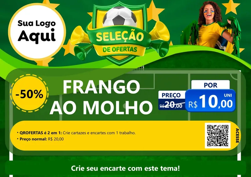 Modelo de Cartaz para Cartaz A4 Horizontal com o tema Seleção de Ofertas - Copa para Restaurante