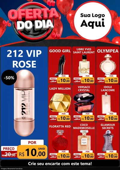 Modelo de Encarte para Encarte A4 Vertical com o tema Oferta do Dia para Perfumes