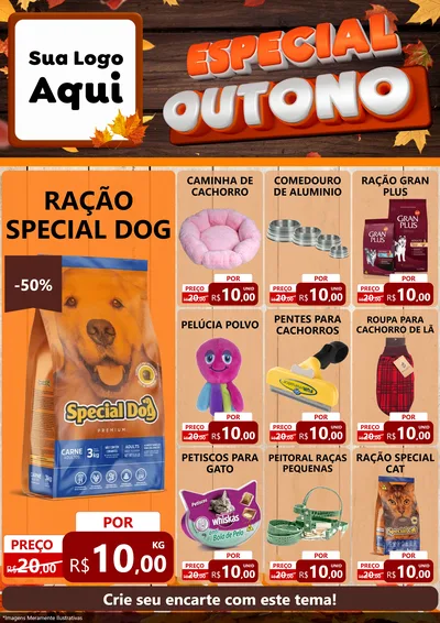 Modelo de Encarte para Encarte A4 Vertical com o tema Especial Outono para Pet Shop