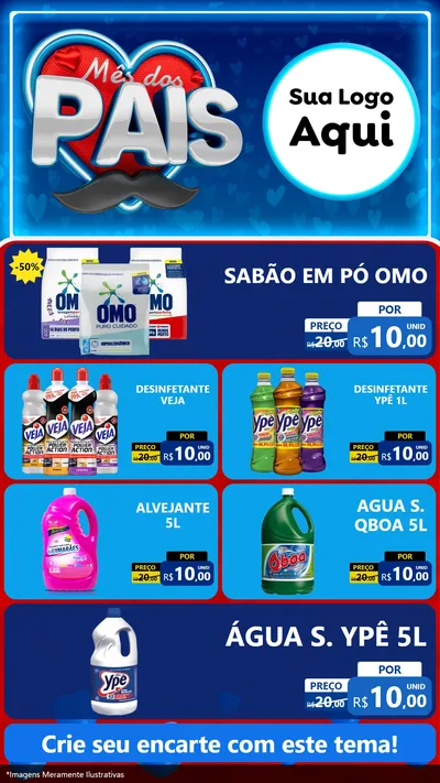 Modelo de TV para TV Vertical com o tema Mês Dos Pais para Produtos de Limpeza