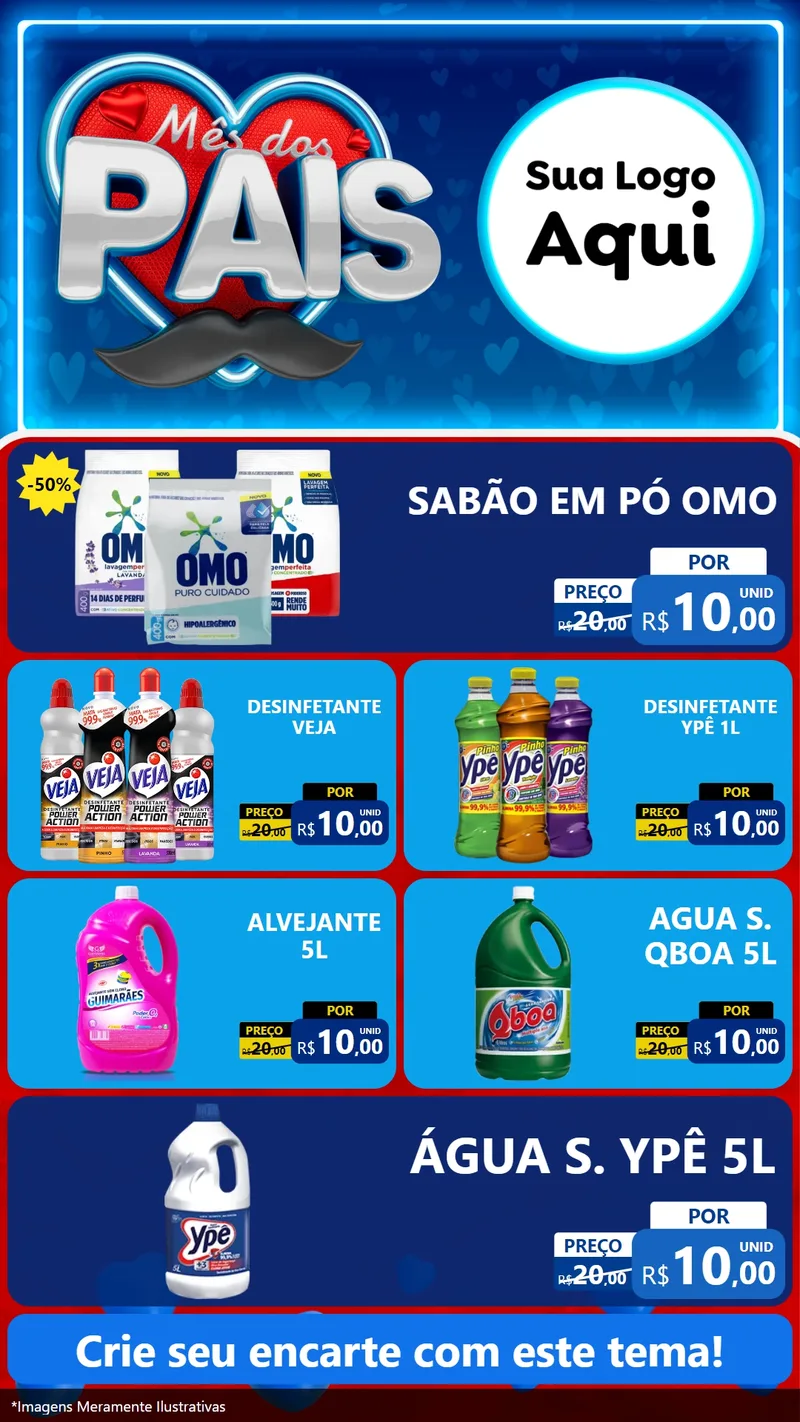 Modelo de TV para TV Vertical com o tema Mês Dos Pais para Produtos de Limpeza