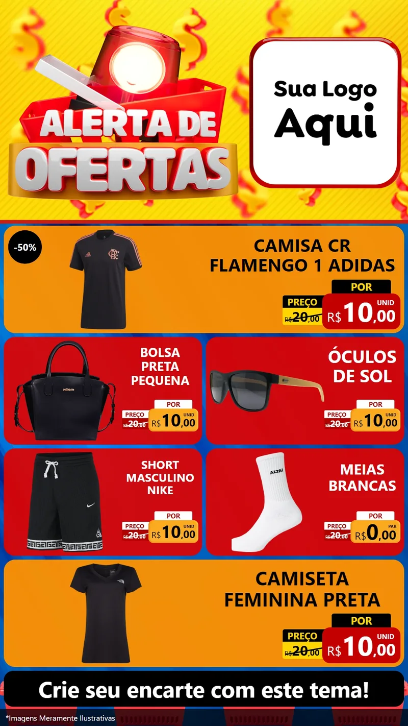 Modelo de TV para TV Vertical com o tema Alerta de Ofertas para Roupas e acessórios