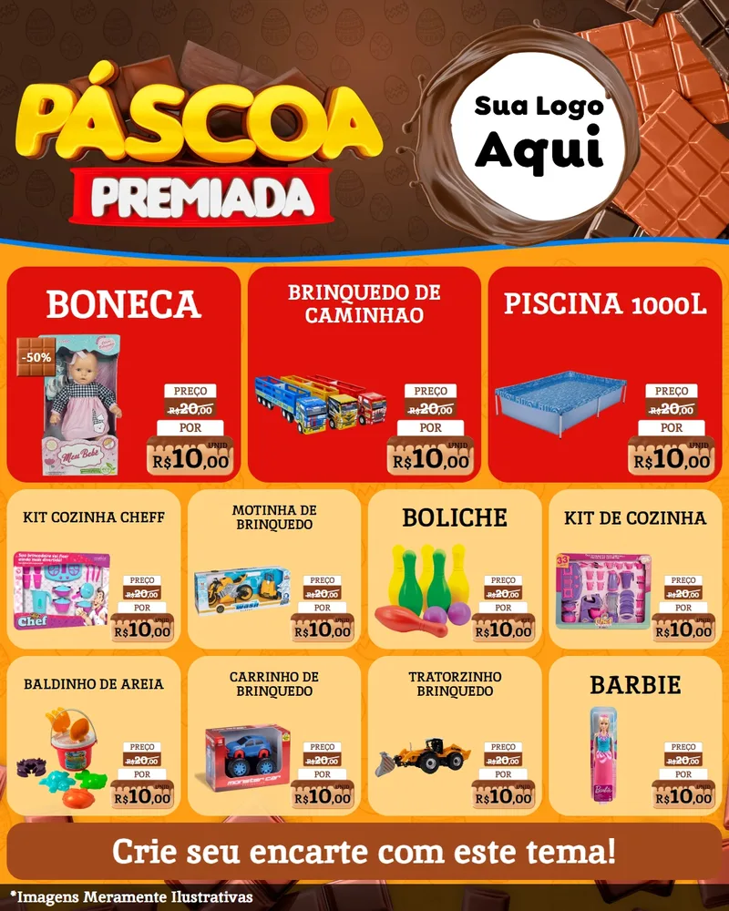 Modelo de Rede Social para Feed Instagram com o tema Páscoa Premiada para Brinquedos