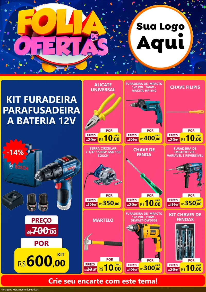 Modelo de Encarte para Encarte A4 Vertical com o tema Folia de Ofertas para Maquinas e Ferramentas