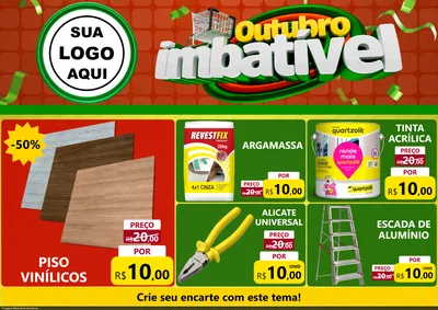 Modelo de Encarte para Encarte A4 Horizontal com o tema Outubro Imbatível para Material para Construção
