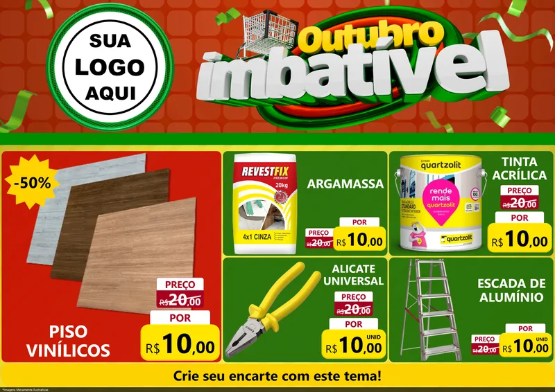 Modelo de Encarte para Encarte A4 Horizontal com o tema Outubro Imbatível para Material para Construção