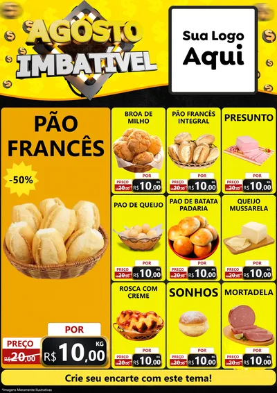Modelo de Encarte para Encarte A4 Vertical com o tema Agosto Imbatível para Padaria