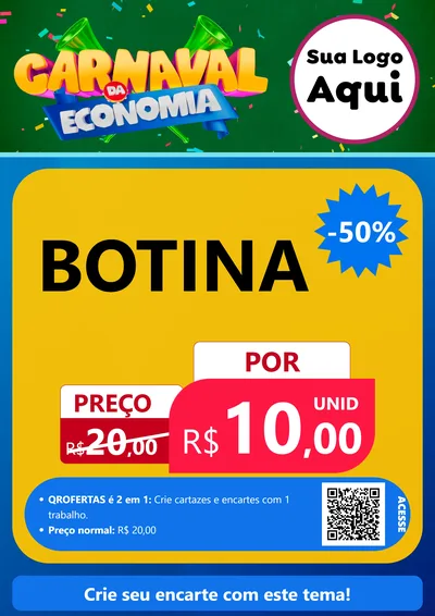 Modelo de Cartaz para Cartaz A4 Vertical com o tema Carnaval da Economia para Agropecuária